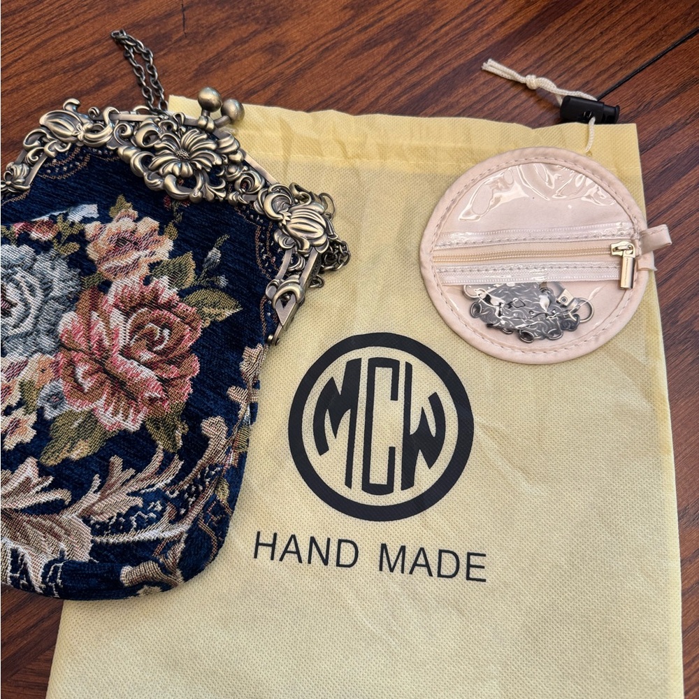 Floral Tapestry Handbag with Silver Accents - Picture 10 of 10